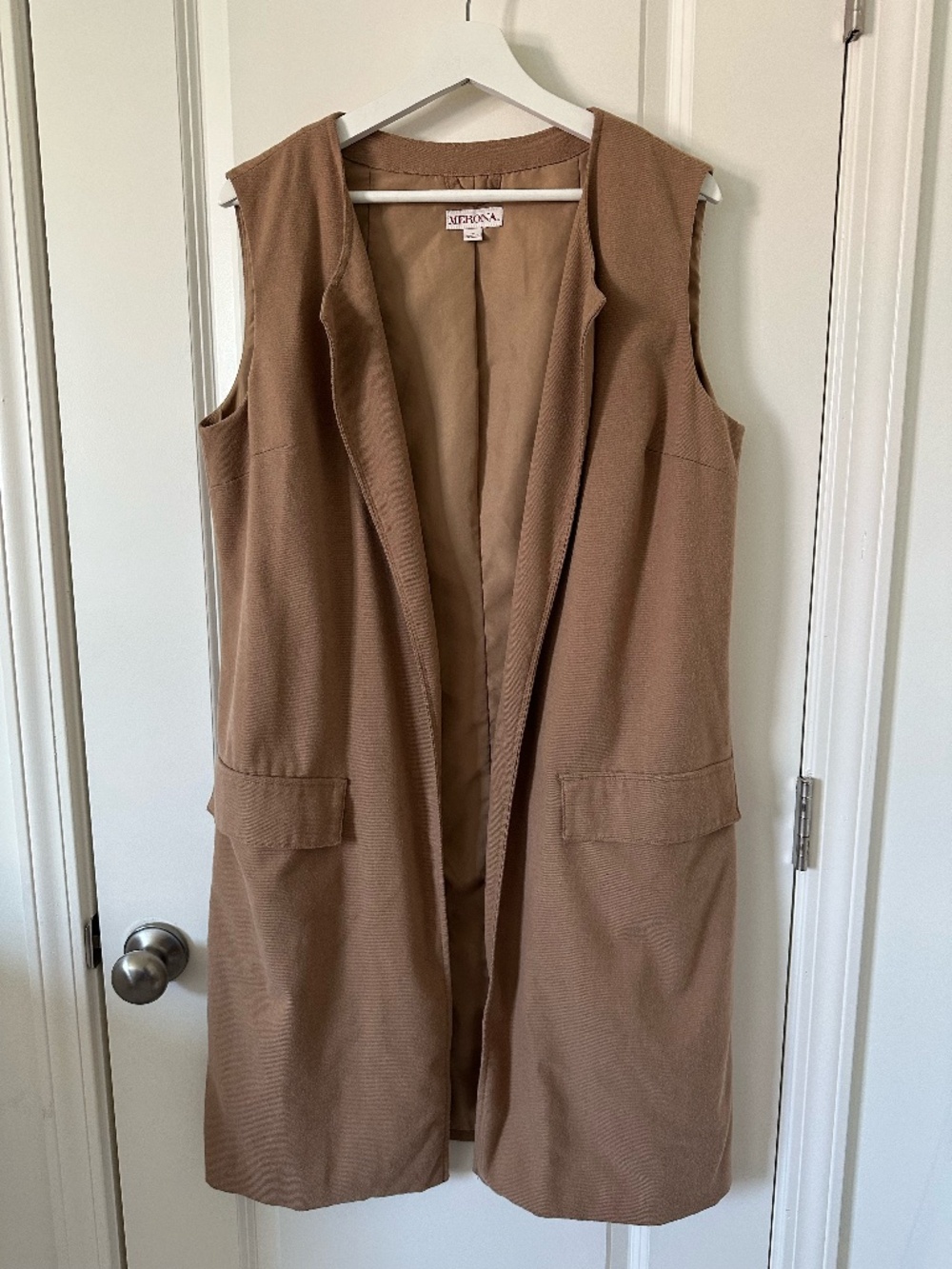 Tan Long Sleeveless Vest